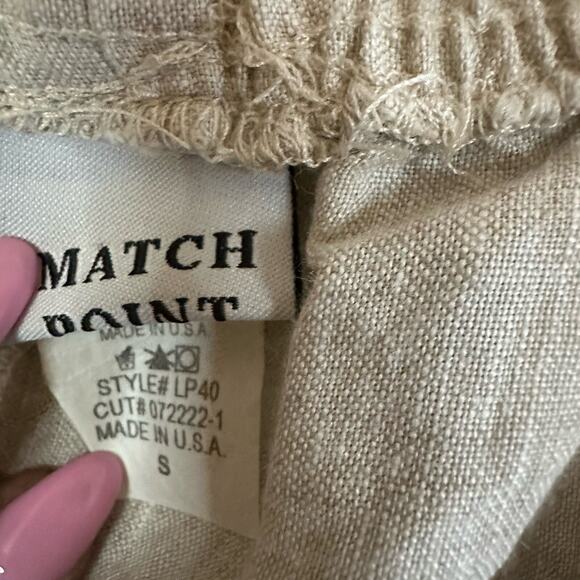 Match Point Pants Small Tan Pull On Cropped Wide Leg Split Hem Lagenlook Coastal - Picture 5 of 7